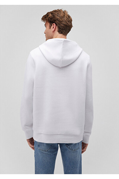 Mavi Kapüşonlu Baskılı Beyaz Sweatshirt 0610307-620