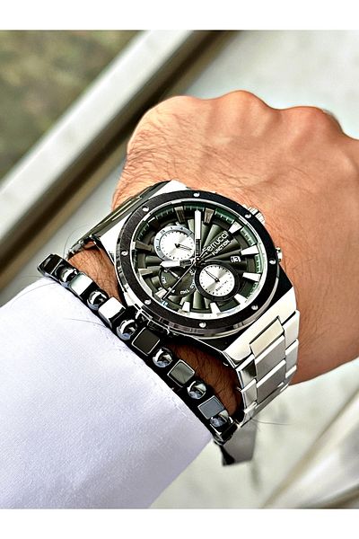 Ferrucci Silver Color Functions Active Sports Steel Cord Men's Wrist Watch + Bracelet