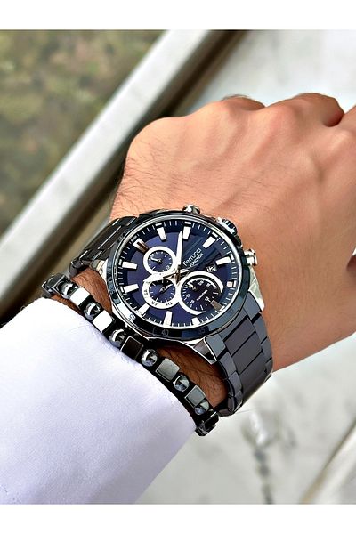 Ferrucci Dark Blue Color Stylish Sports Steel Cord Function Men's Wrist Watch + Bracelet