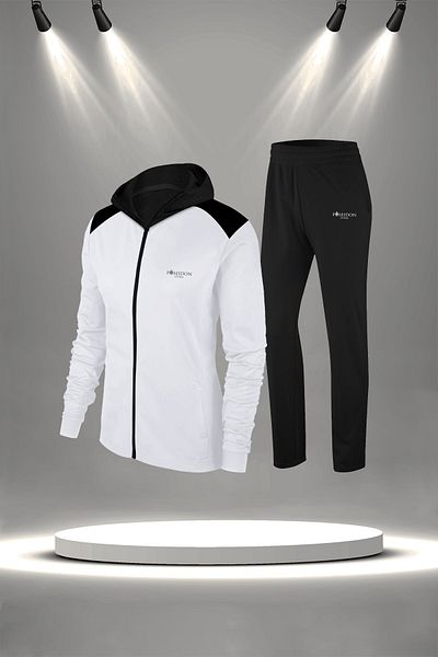 POSEIDON STORM Women's White Custom Supra Combed Fabric Comfortable Hooded Running Suit (S-3Xl)