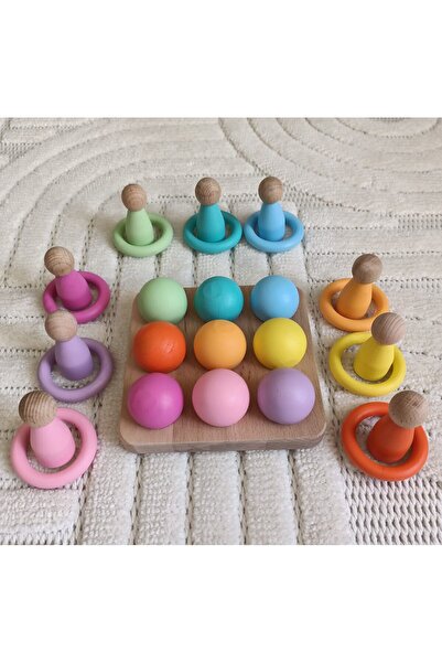 Montessori Ball Ring with Matching Table Peg Baby Set - 9 Colors