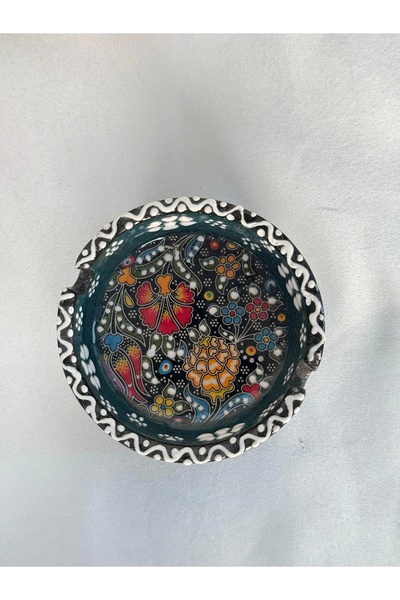 Porcelland Küçük Koyu Yeşil Tonu Çini Küllük