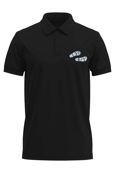 The Baski Next Step Text Printed Regular Fit 100% βαμβακερό μαύρο μπλουζάκι πόλο με λαιμόκοψη