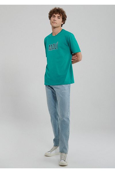 Mavi Tricou cu croiala normală cu sigla verde -066842-71825