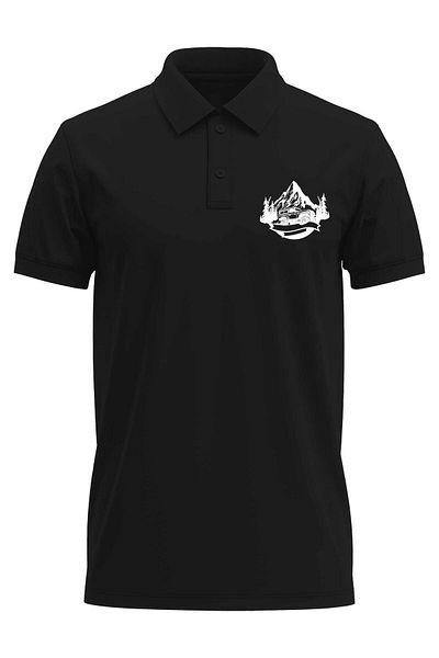 The Baski Μπλουζάκι Offroad Mountaineering Printed Regular Fit 100% βαμβακερό μαύρο μπλουζάκι πόλο με λαιμόκοψη