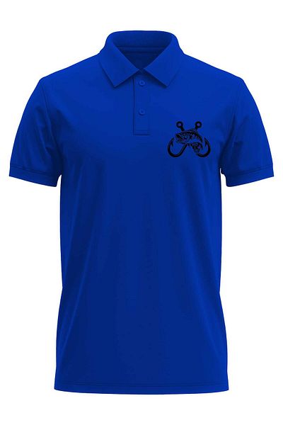 The Baski Tricou albastru cu gât polo cu imprimeu pește - 100% bumbac, cu croiala normală