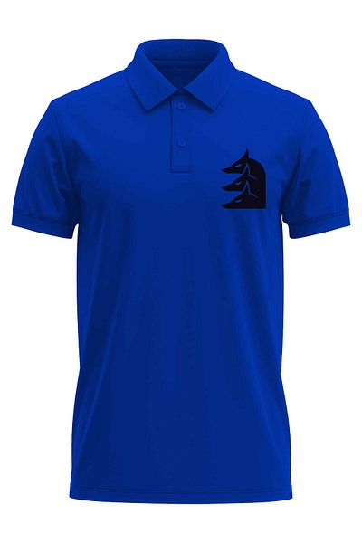 The Baski Tricou polo albastru, 100% bumbac, cu imprimeu naționalist Triple Wolf