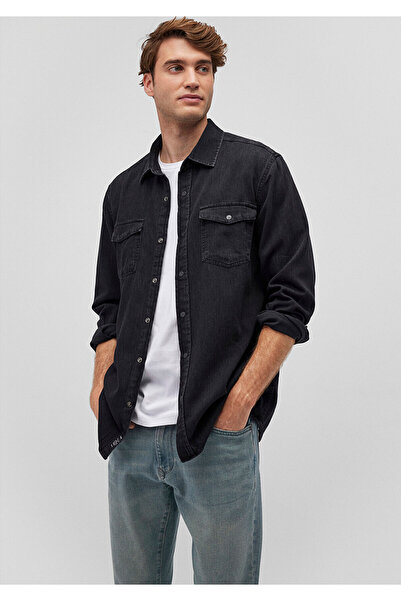 Mavi Siyah Denim Gömlek Loose Fit / Bol Rahat Kesim 0210518-900