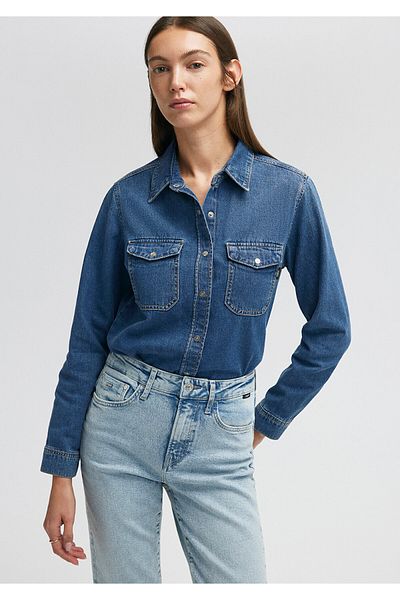 Mavi Cămașă Levin All Blue, întunecată, în bluză, 1210477-85042