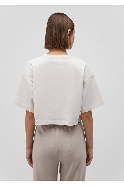 Mavi Logo Printed Beige Crop T-Shirt Crop / Short Cut 1611585-70136