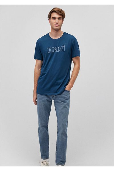 Mavi Námořnické modré tričko s potištěným logem Slim Fit / Slim Fit 065781 -70764