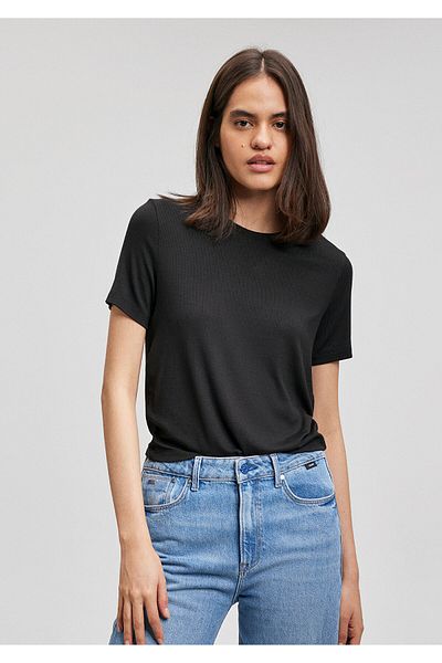 Mavi Lux Touch Tencel Schwarzes Modal-T-Shirt – Slim Fit 1611646 -900