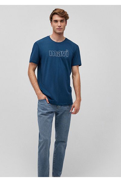 Mavi Námořnické modré tričko s potištěným logem Slim Fit / Slim Fit 065781 -70764