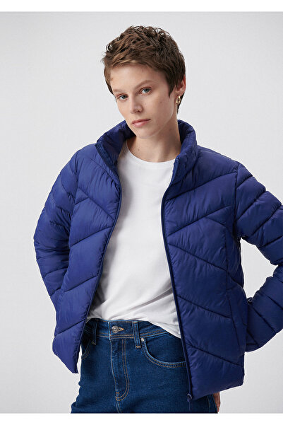 Mavi Dik Yaka Lacivert Şişme Mont 110698-70491