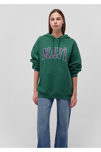 Mavi Grünes Kapuzensweatshirt mit Logo-Aufdruck - 1600361 -71892
