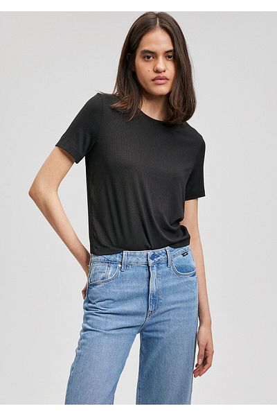Mavi Lux Touch Tencel Schwarzes Modal-T-Shirt – Slim Fit 1611646 -900