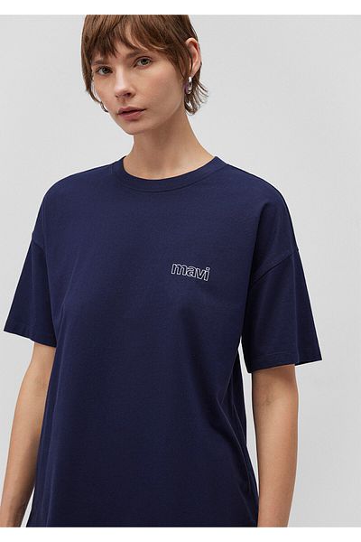 Mavi Μπλουζάκι με τυπωμένο λογότυπο Navy Blue Loose Fit 1611309-70491
