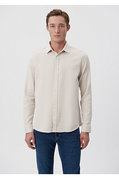 Mavi Bej Gömlek Slim Fit / Dar Kesim 0210963-70338