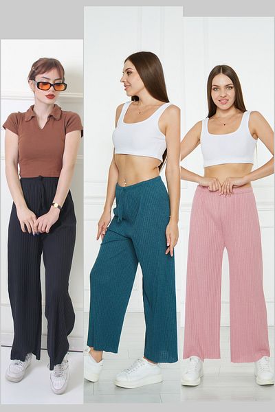 RTBUTİK Pantaloni de pijama confortabili din velur pentru femei - Set de 3, îmbrăcăminte casual pentru acasă