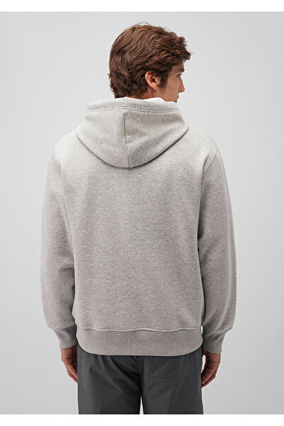 Mavi Logo Nakışlı Kapüşonlu Gri Sweatshirt 065809-80196