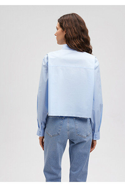 Mavi Crop Poplin Gömlek Crop / Kısa Kesim 1210692-70813