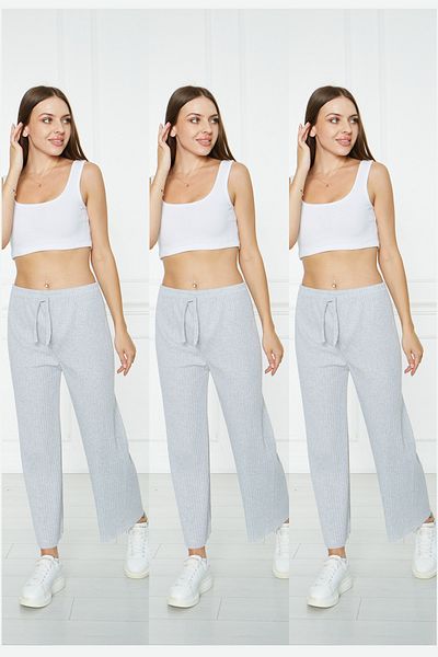 RTBUTİK Pantaloni de pijama confortabili din velur pentru femei - Set de 3, îmbrăcăminte casual pentru acasă
