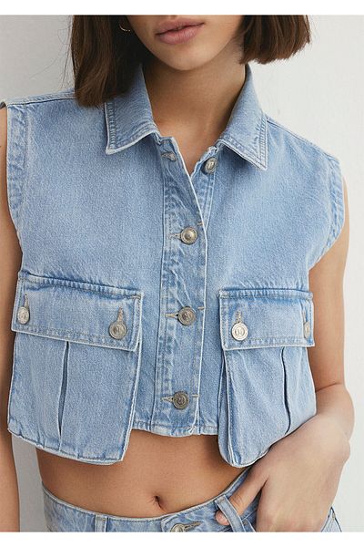 Mavi Milani College Light Blue Jean Vest Crop / Short Cut1110290-86480