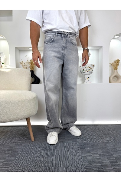 UTTBASİC Gg Baggy Jeans with Removable Belt in Light Gray