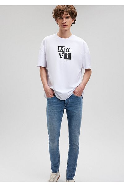 Mavi Λευκό μπλουζάκι με τυπωμένο λογότυπο Oversize / Wide Cut0612005-620