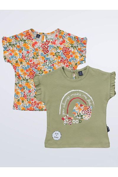 Miniworld Baby Girl 2-Piece T-Shirt 3-12 Months Fat Green