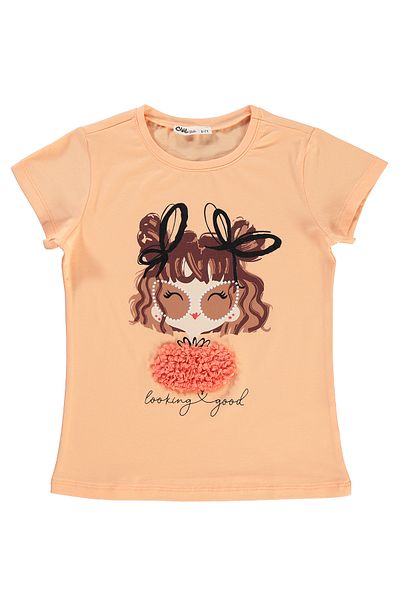 Civil Girls T-Shirt für Mädchen, 6–9 Jahre, weicher Pfirsich
