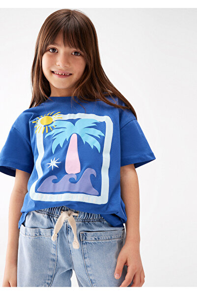 Mavi Μπλουζάκι με στάμπα Palm Tree Loose Cut - 7610176 -87162