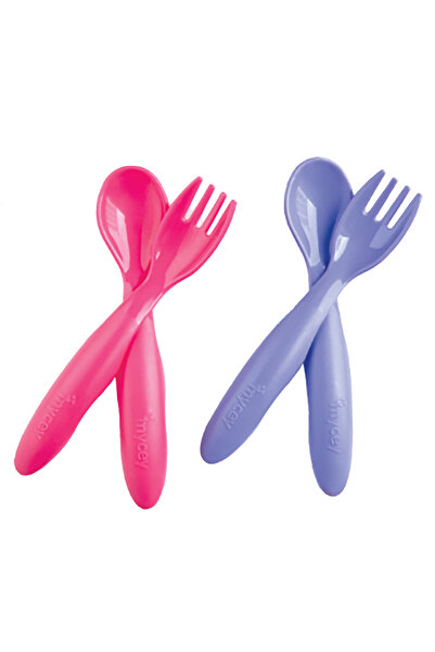 mycey Bebek Çatal Kaşık Seti 4'lü - Pembe-mor