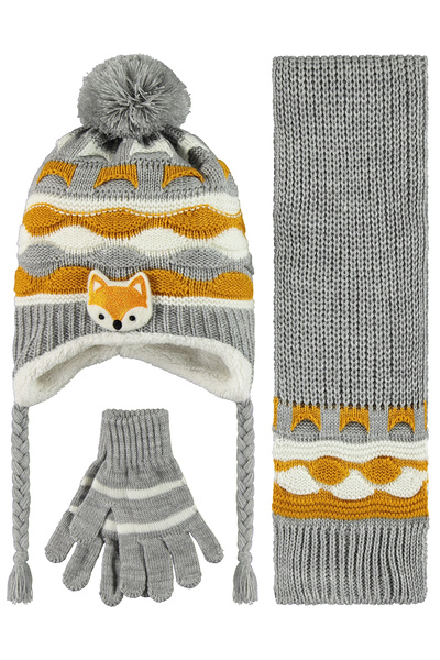 Civil Baby Baby Boy Scarf Beanie Gloves Set 2-5 Years Old Mustard
