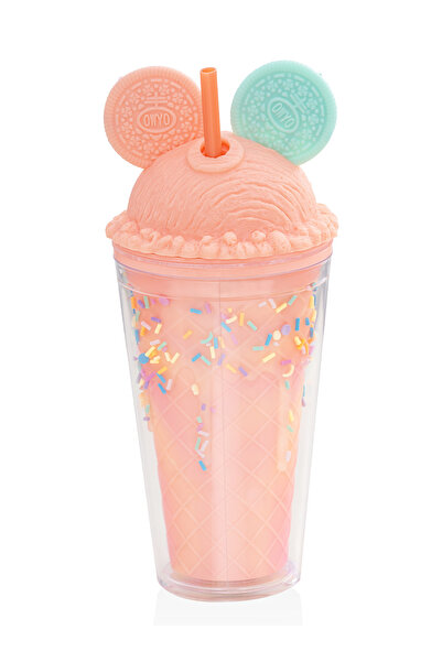 Vagonlife Flask with Ear and Straw 450 ml Salmon