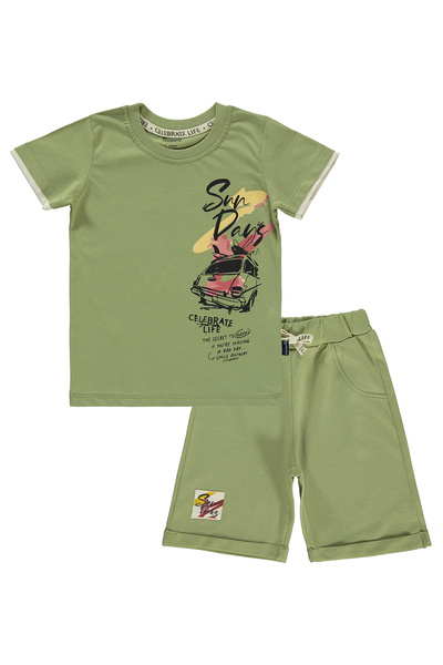 Miniworld Erkek Çocuk Şortlu Takım 3-6 Yaş Yağ Yeşili