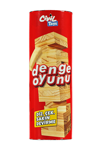 Civil Toys Wooden Balance Game with Cylinder Box 54 Pieces