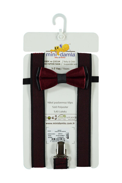 Minidamla Boy's Trouser Strap Set 1-7 Years Black-red
