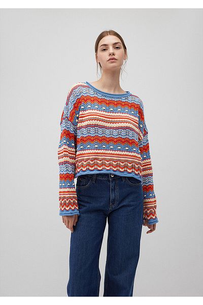 Mavi Red Jacquard Loose Cut Sweater - 1710154 -70460