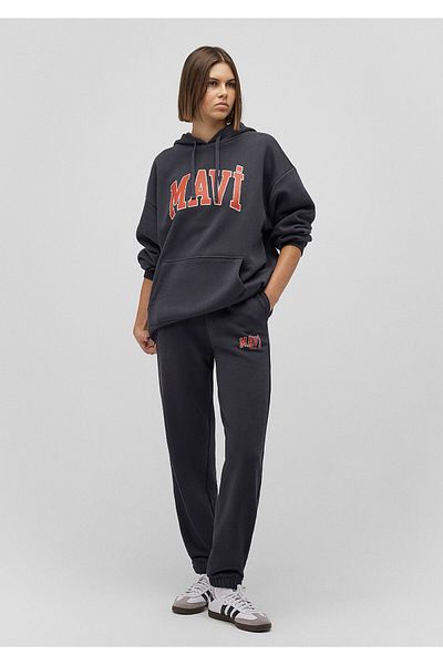 Mavi Anthrazitfarbene Jogginghose mit Logo-Print - 1010757 -80106