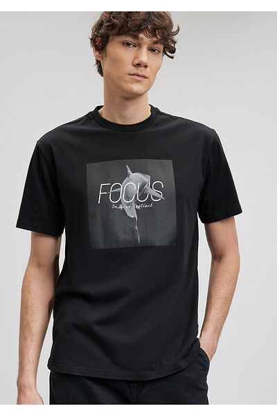 Mavi Μαύρο T-Shirt - Focus Printed, Loose Fit0612102-900