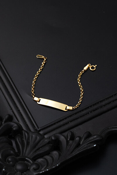 Bilezikci Plakalı 14 Ayar Altın Bebek Künyesi