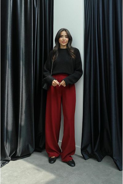 Havoş Pantaloni Palazzo cu pliuri burgundy
