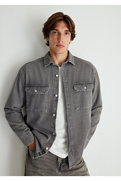 Mavi Gri Denim Gömlek Loose Fit / Bol Rahat Kesim 0211149-80739