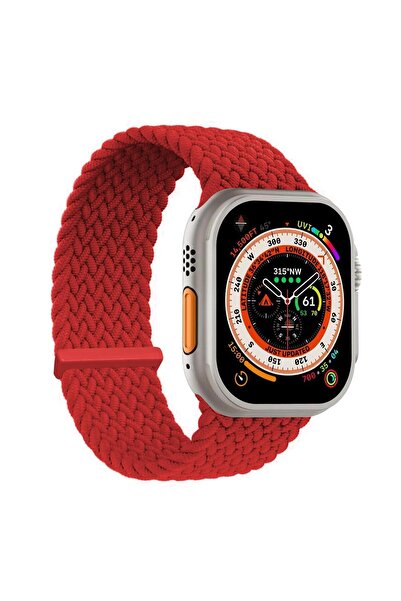 Microsonic Apple Watch 10 46mm Kordon, (Medium Size, 147mm) Knitted Fabric Si...