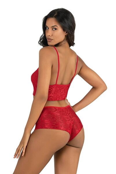 PRIMODA Κόκκινο Σατέν Σορτς Σετ 9218