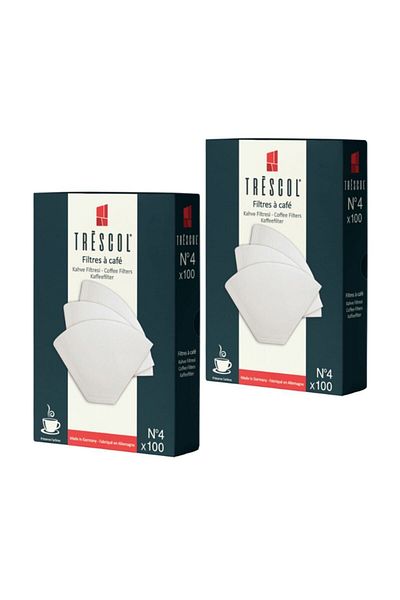 TRESCOL White Filter Coffee Paper - Size 4, 200 Pieces