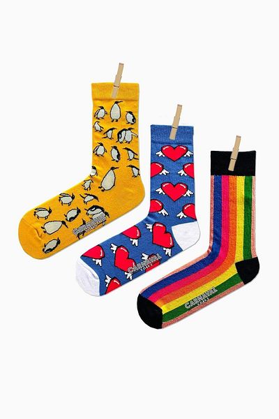 CARNAVAL SOCKS Унисекс цветни щастливи комплект чорапи от 3 части