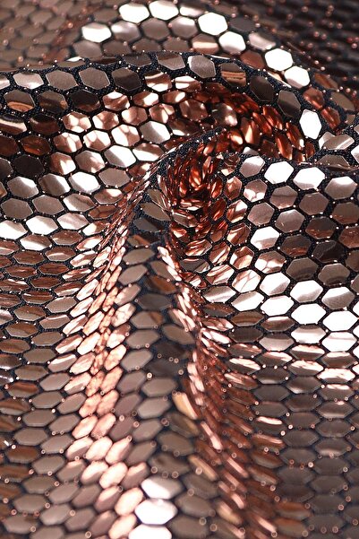 Kumaş Deposu Petek Pullu Bakır Örme Abiye Kumaş