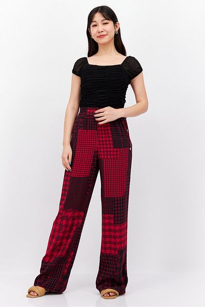 Tommy Hilfiger Women Tapered Fit Allover Prin Palazzo Pants, Red